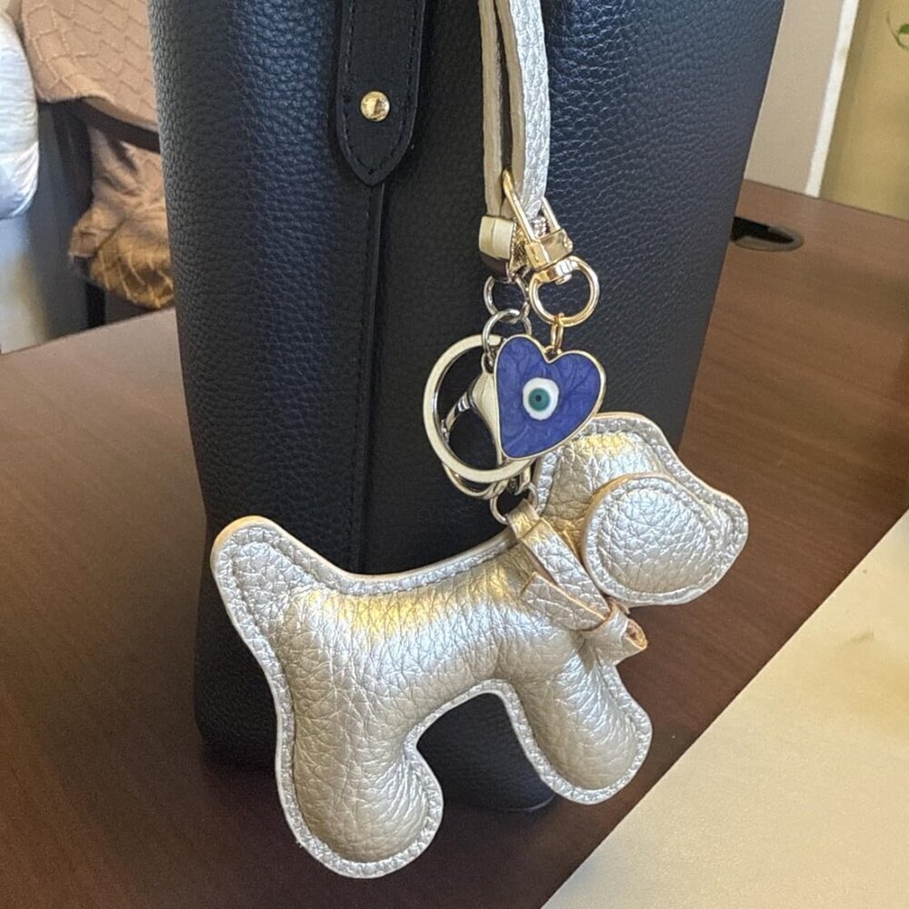 Dog Keychains Leather Craft Soft and Adorable Puppy Bag Charm Purse Accessory